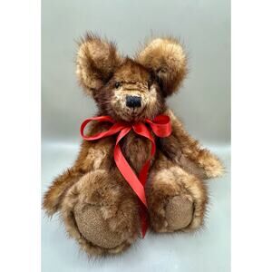 Cooper Bears Real Mink Fur Teddy Bear 20” Jointed Hand-Blown Glass Eyes 2003